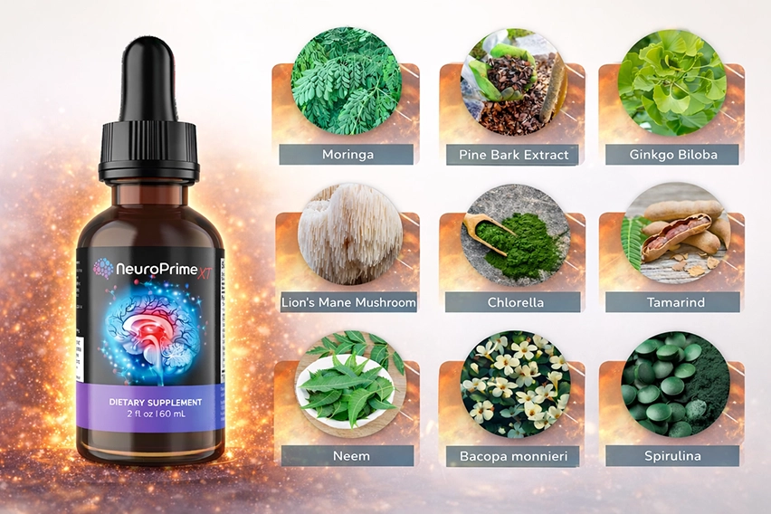 NeuroPrime™ XT brain wellness supplement bottle with natural ingredients